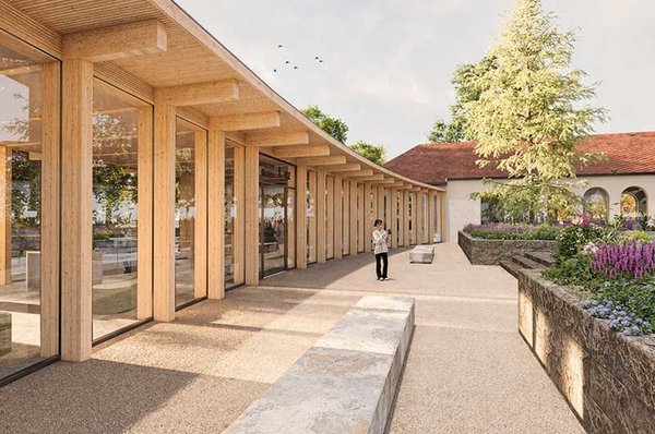 Eingangsbereich Botanischer Garten Linz Rendering Architekten Kneidinger, Eingangsbereich Botanischer Garten Linz